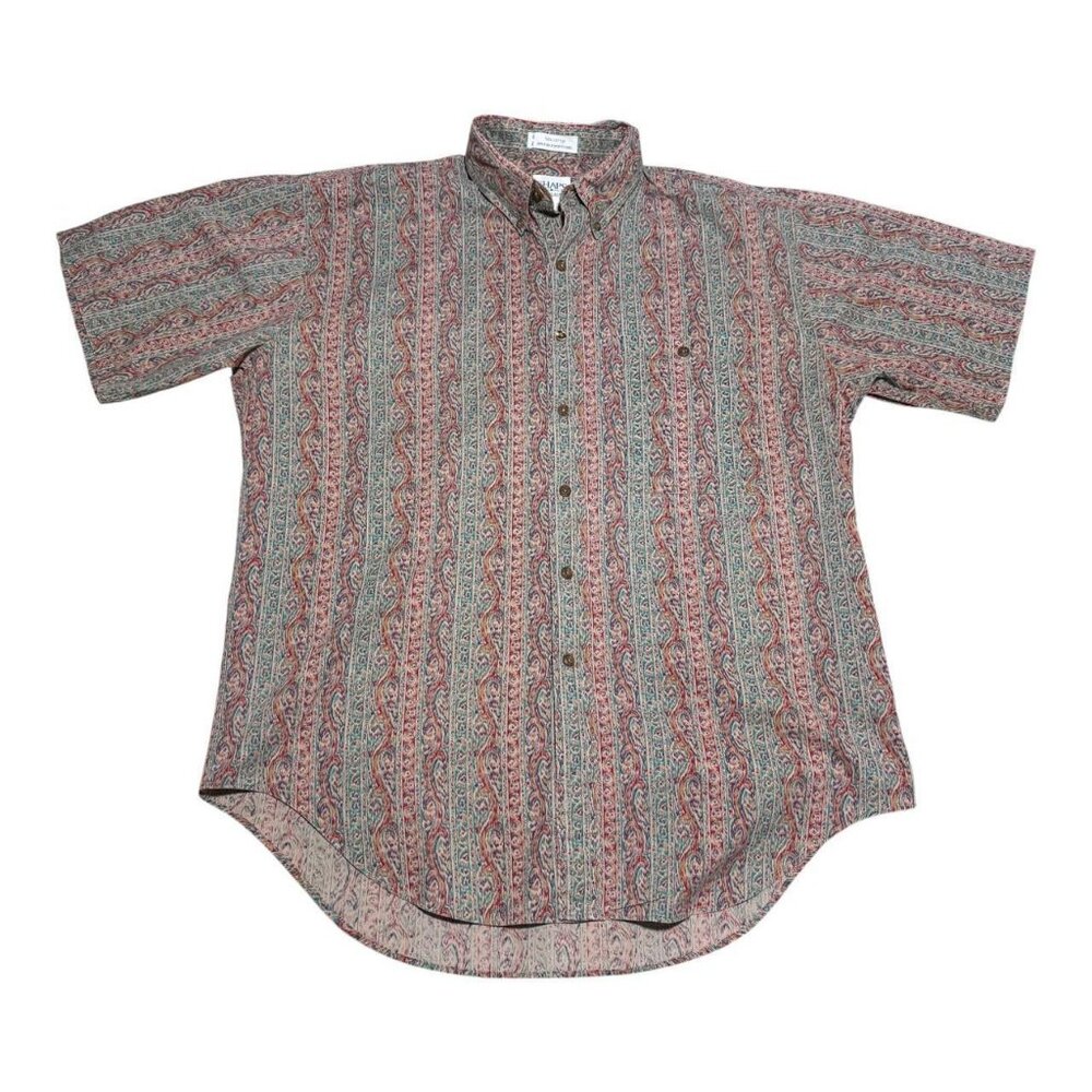 Vintage‎ Chaps Ralph Lauren Multicolor Button Up Short Sleeve Shirt Adult Large